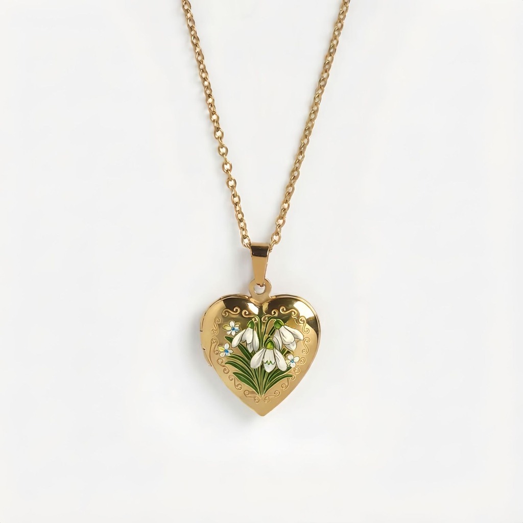Birth Flower Necklace - สร้อยคอจี้รูปหัวใจ สร้อยคอผู้หญิงแบบเรียบหรู จี้รูปดอกไม้ประจำเดือนเกิด ปรับขนาดได้ เครื่องประดับลำลองสำหรับออกเดทหรือวันหยุด